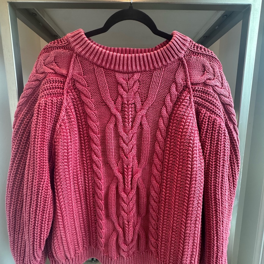 Free People Braided Cable Knit Crewneck Sweater - ref